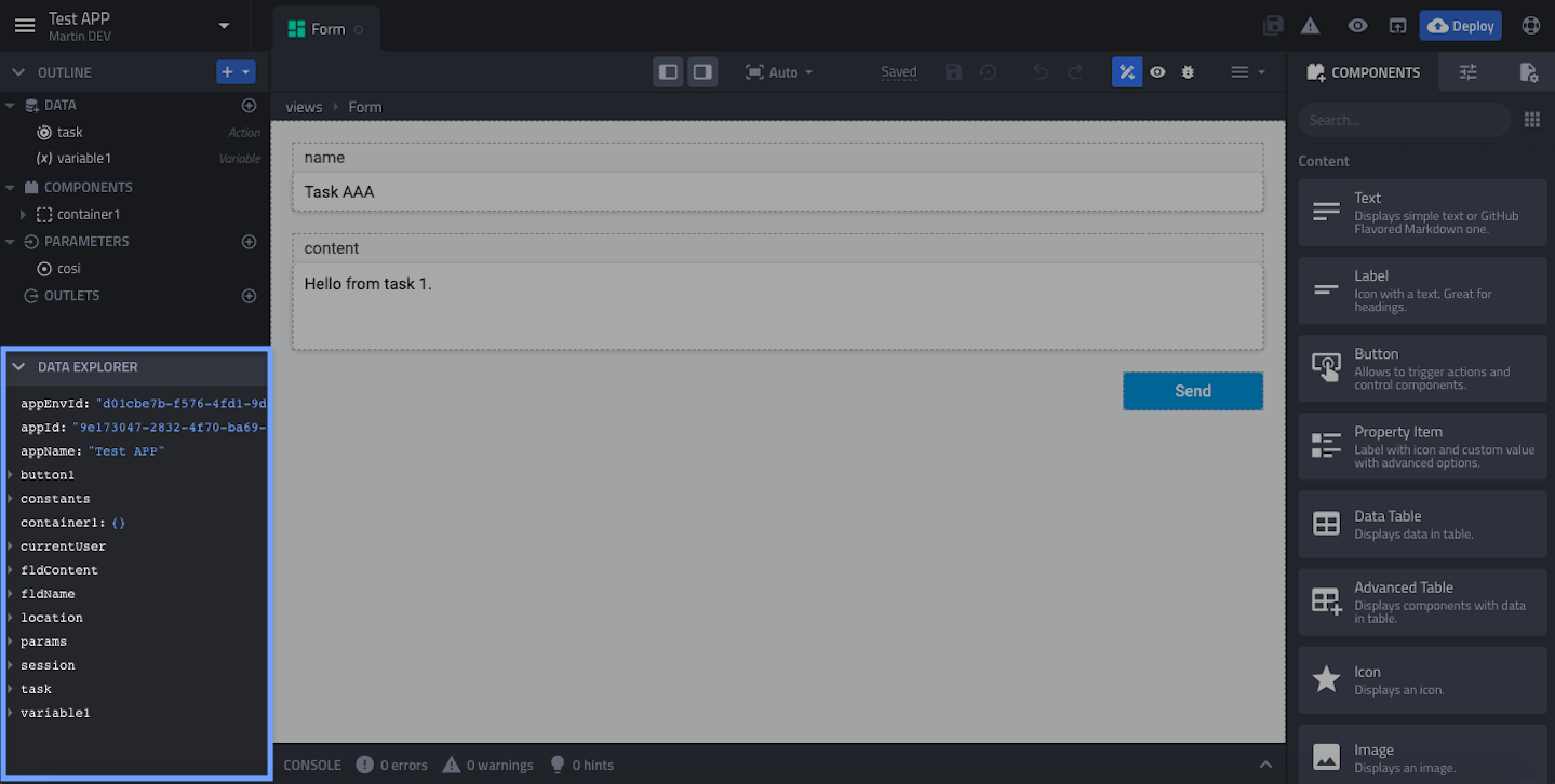 Data Explorer panel